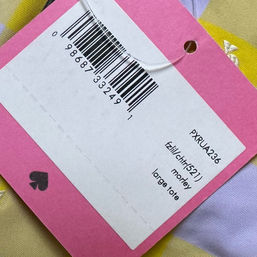 Kate Spade Morley gingham tote in yellow & lilac NEW NWT large tote - Picture 13 of 16